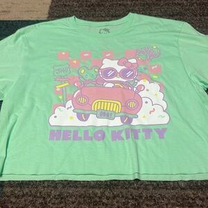 NWOT- Hello Kitty Cropped Green T Shirt.  Women’s Medium